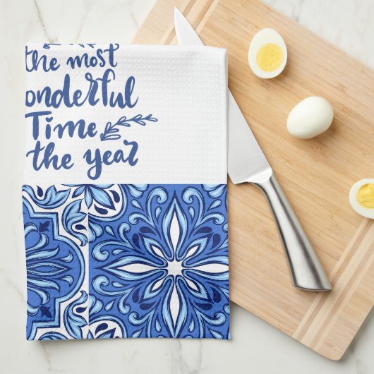 Blue Mandala Badhanddoek Set Theedoek (Quarter Fold)