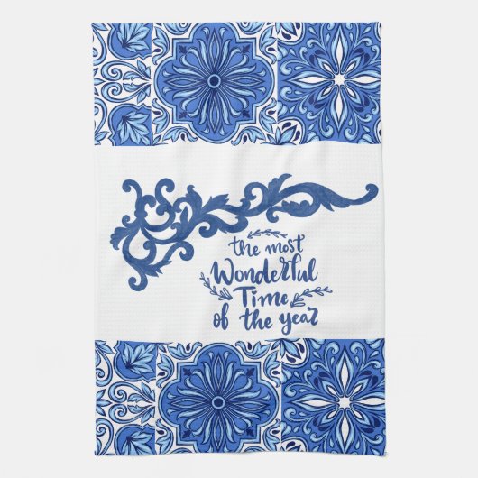 Blue Mandala Badhanddoek Set Theedoek (Verticaal)