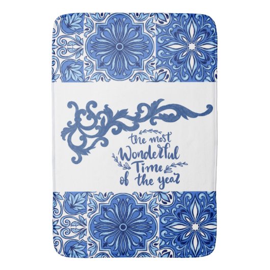 Blue Mandala Bath Mat (Voorkant Verticaal)