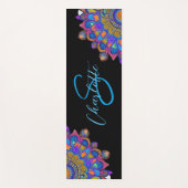Blue Mandala Boho Monogram Yoga Mat (Voorkant)