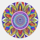Blue Mandala Classic Round Sticker (Voorkant)