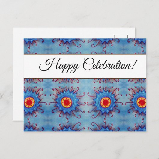 Blue Mandala Custom Celebration Briefkaart (Voorkant / Achterkant)