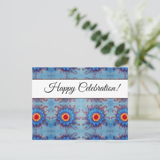 Blue Mandala Custom Celebration Briefkaart (Staand voorkant)