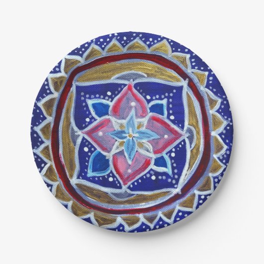Blue Mandala Custom Paper Bord 7 in (Voorkant)