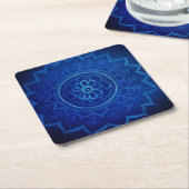 Blue Mandala Custom Square Onderzetters (Schuin)
