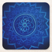 Blue Mandala Custom Square Onderzetters (Voorkant)