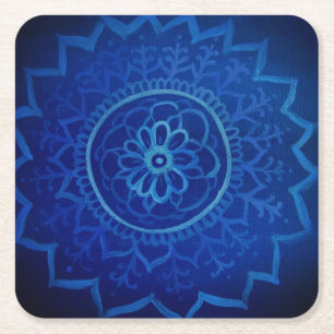 Blue Mandala Custom Square Onderzetters