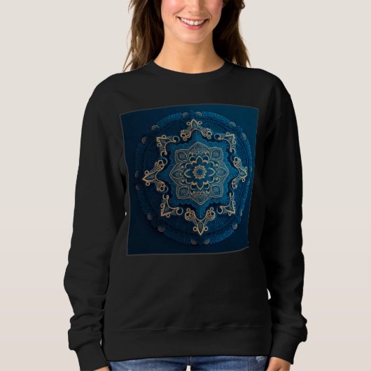 Blue Mandala Divine Illustration Unique Luck Women Trui (Voorkant)