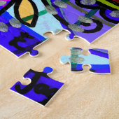 Blue Mandala Elephant Bohemian Jigzaag Puzzle Legpuzzel (Zijkant)