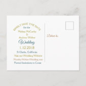 Blue Mandala en Gold Save the Date Briefkaarten (Achterkant)