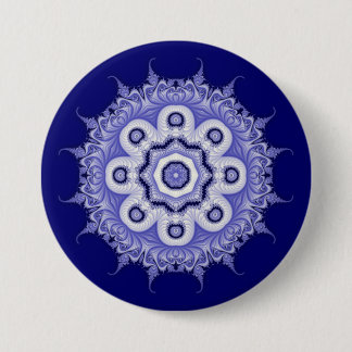 Blue Mandala Fractal 200706072332 Ronde Button 7,6 Cm
