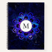 Blue Mandala Galaxy Boho Chic Waterverf Monogram Notitieboek (Voorkant)