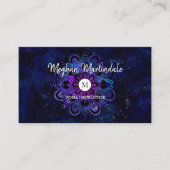 Blue Mandala Galaxy Boho Yoga Waterverf Monogram Visitekaartje (Voorkant)