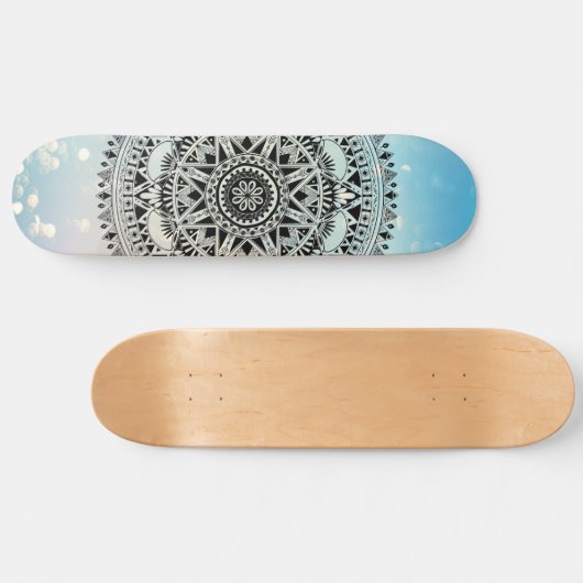 Blue Mandala Geometric Abstract Pattern Persoonlijk Skateboard (Horizontaal)