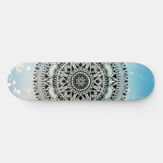 Blue Mandala Geometric Abstract Pattern Persoonlijk Skateboard (Horizontaal)