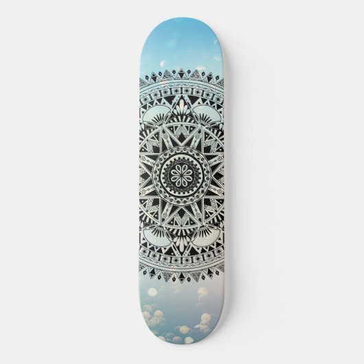 Blue Mandala Geometric Abstract Pattern Persoonlijk Skateboard (Voorkant)