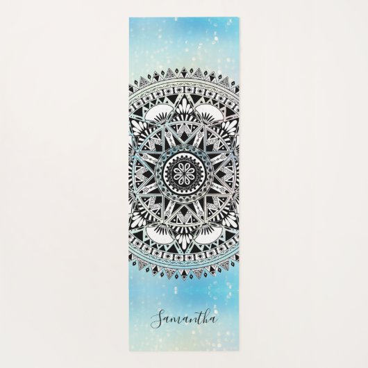 Blue Mandala Geometric Pattern Name Yogamat (Achterkant)