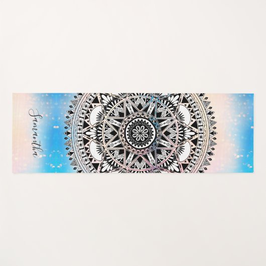 Blue Mandala Geometric Pattern Name Yogamat (Voorkant (horizontaal))