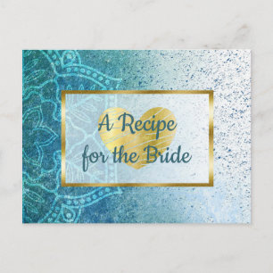 Blue Mandala & Gold bruiloft Recipe Kaart