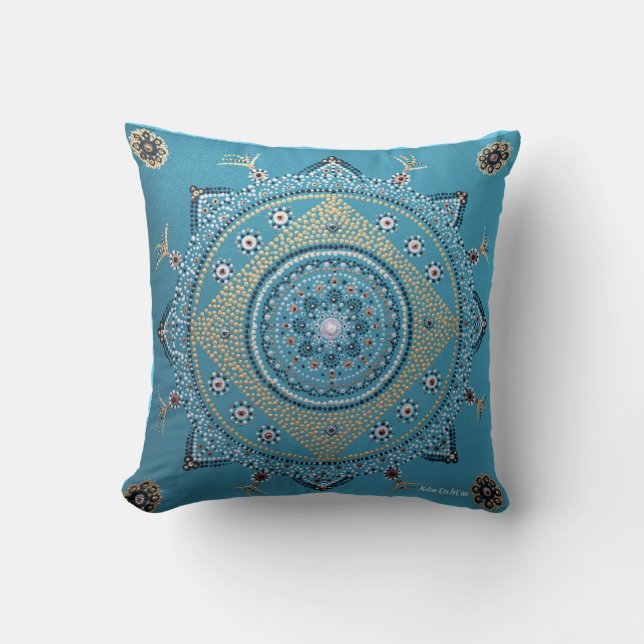 Blue Mandala Kussen (Voorkant)