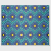 Blue Mandala-like Abstract Cadeaupapier (Vlak)