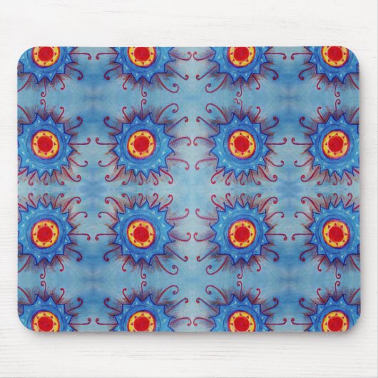 Blue mandala Mousepad Muismat (Voorkant)