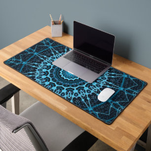 Blue Mandala Net Retro Hippie Trippy Boho Chic Bureaumat