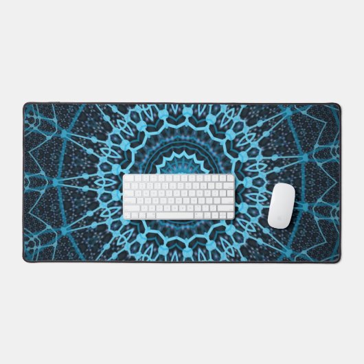 Blue Mandala Net Retro Hippie Trippy Boho Chic Bureaumat (Keyboard & Muis)