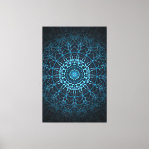 Blue Mandala Net Retro Hippie Trippy Boho Chic Canvas Afdruk
