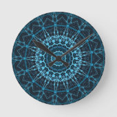 Blue Mandala Net Retro Hippie Trippy Boho Chic Ronde Klok (Voorkant)