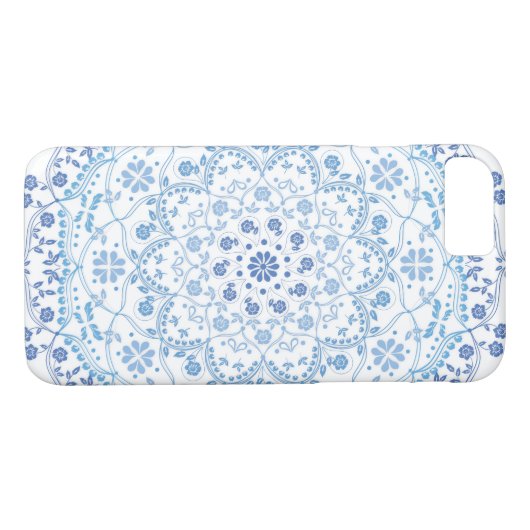 Blue Mandala op White I-telefooncase Case-Mate iPhone Case (Achterkant (Horizontaal))