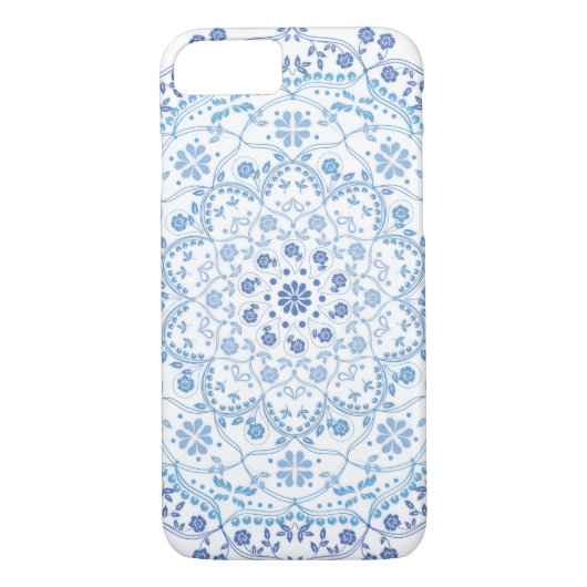 Blue Mandala op White I-telefooncase Case-Mate iPhone Case (Achterkant)