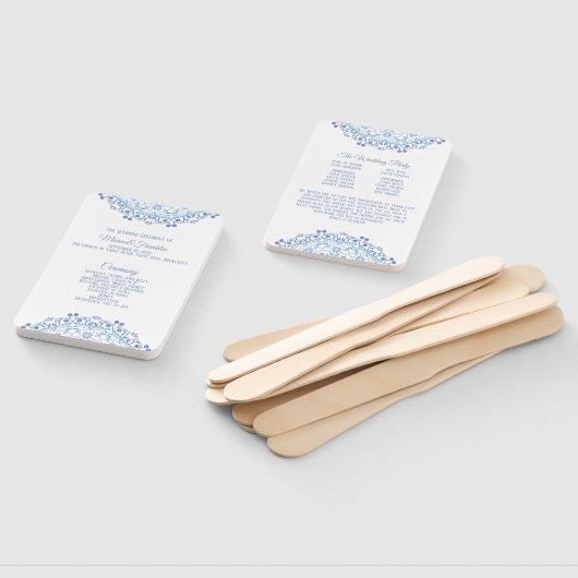 Blue Mandala over White Wedding Program Fan Handwaaier (Niet-gemonteerd)