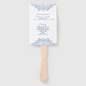 Blue Mandala over White Wedding Program Fan Handwaaier (Voorkant)