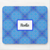 Blue Mandala Pattern Boho Name Mousepad Muismat (Voorkant)