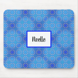 Blue Mandala Pattern Boho Name Mousepad Muismat
