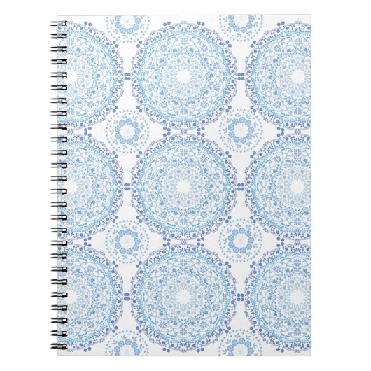 Blue Mandala Pattern Spiral Notitieboek (Voorkant)