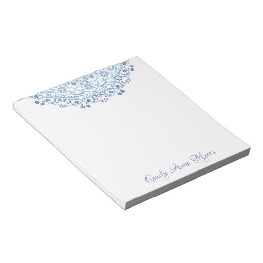 Blue Mandala Personalized Note Pad Notitieblok (Schuin)