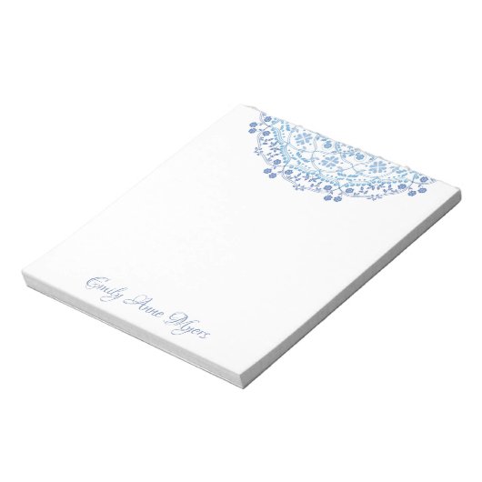 Blue Mandala Personalized Note Pad Notitieblok (Linkerzijde)