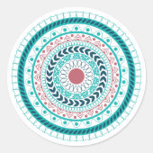 Blue Mandala Ronde Sticker (Voorkant)
