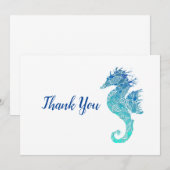 Blue Mandala Seahorse Bedankkaart (Voorkant / Achterkant)