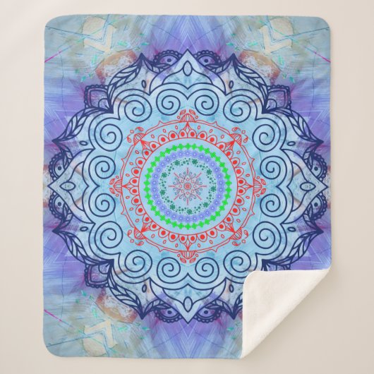 Blue Mándala Sherpa Deken (Voorkant)