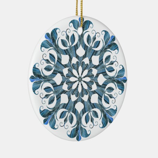 Blue Mandala Snowflake Keramisch Ornament (Rechts)