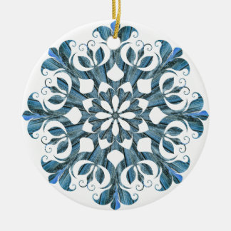 Blue Mandala Snowflake Keramisch Ornament