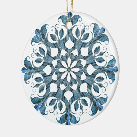 Blue Mandala Snowflake Keramisch Ornament (Links)