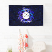 Blue Mandala Space Stars Boho 50th Birthday Party Spandoek (Insitu)
