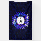 Blue Mandala Space Stars Boho 50th Birthday Party Spandoek (Verticaal)