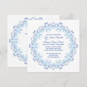 Blue Mandala Square Invitation Aankondiging (Voorkant / Achterkant)