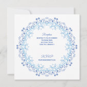 Blue Mandala Square Invitation Aankondiging (Achterkant)