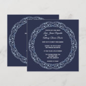 Blue Mandala Square Invitation Aankondiging (Voorkant / Achterkant)